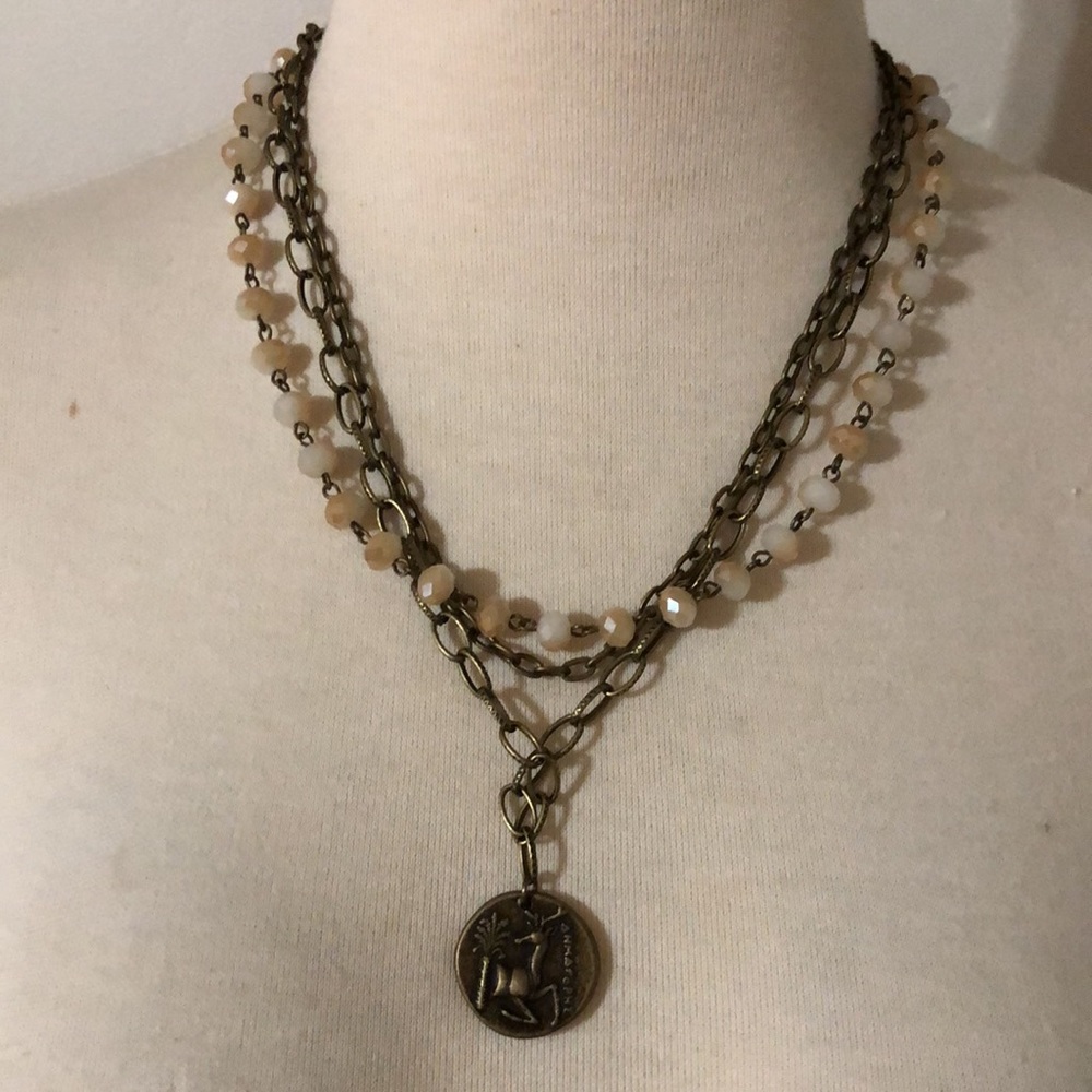 Triple Chain Beaded Coin Necklace HP! 🥳 - Picture 3 of 5